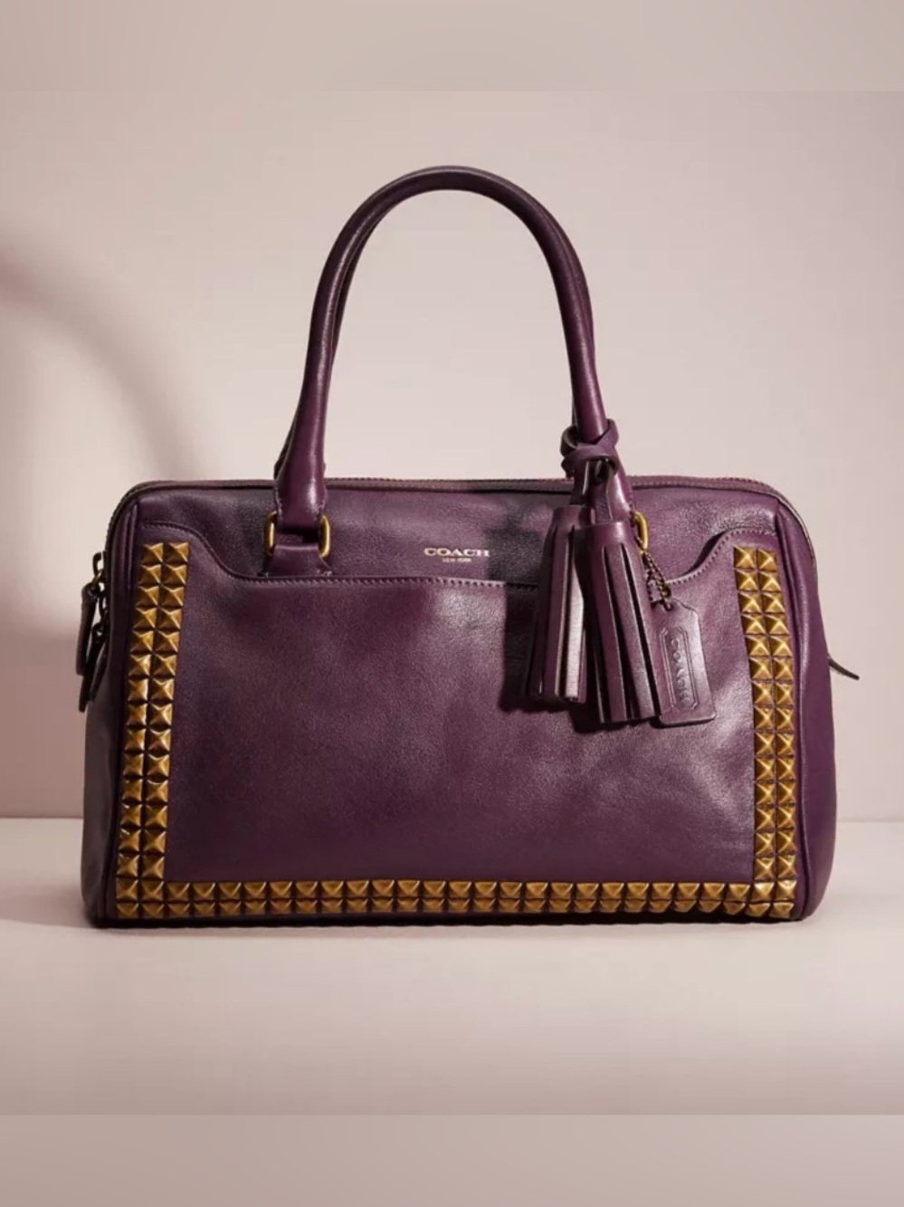 Coach Legacy Studded Haley Satchel. Plum/purple .Style 26404